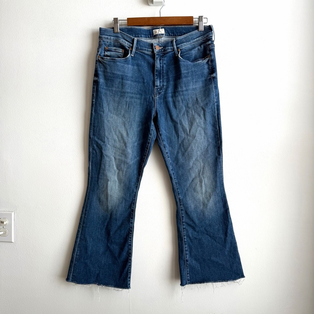 Mother Denim The Weekender Fray Jeans Womens Size 32 Groovy Blue Flare